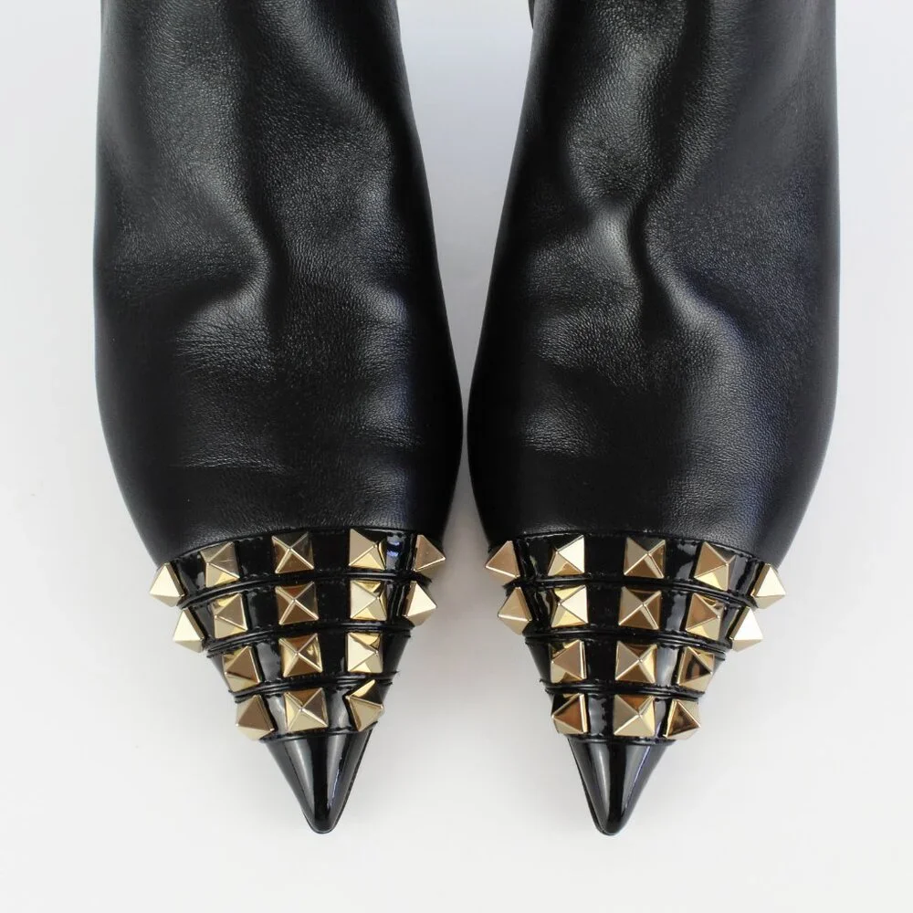 NEW Valentino Rockstud Pointed Ankle Boot – Sleek Kitten Heel w Studded Toe Edge